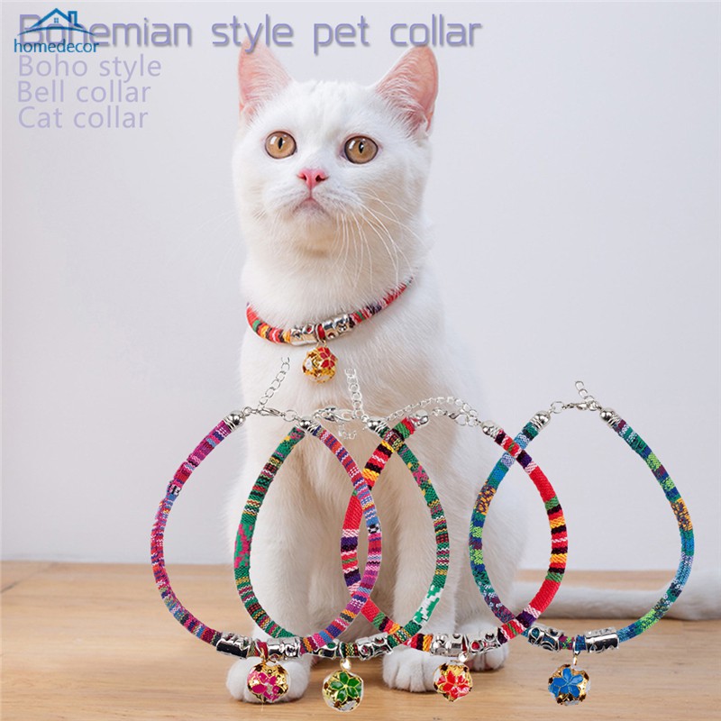 HD Adjustable Bohemian Pet Collar Ethnic-Style Cat Neck Ring Pet Cat Accessories With Bell