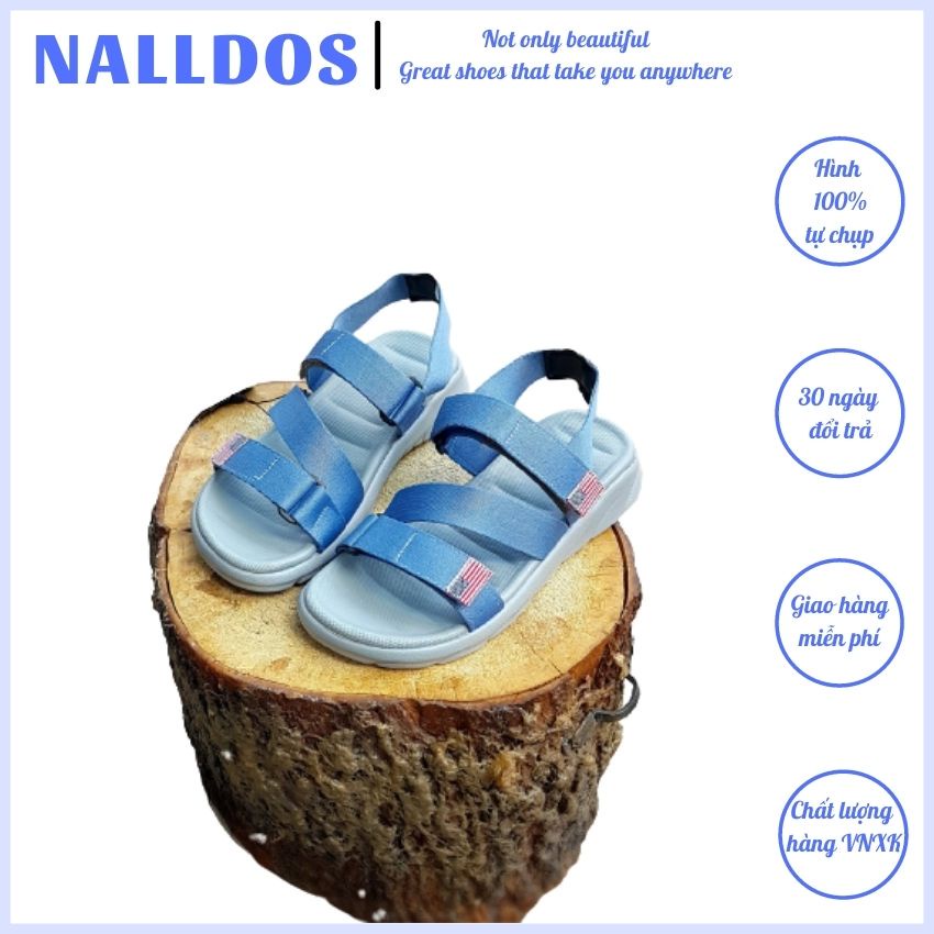 Giày nữ NALLDOS sandal học sinh nữ quai dù đế siêu nhẹ và êm ( Đen, cam, xám, xanh)