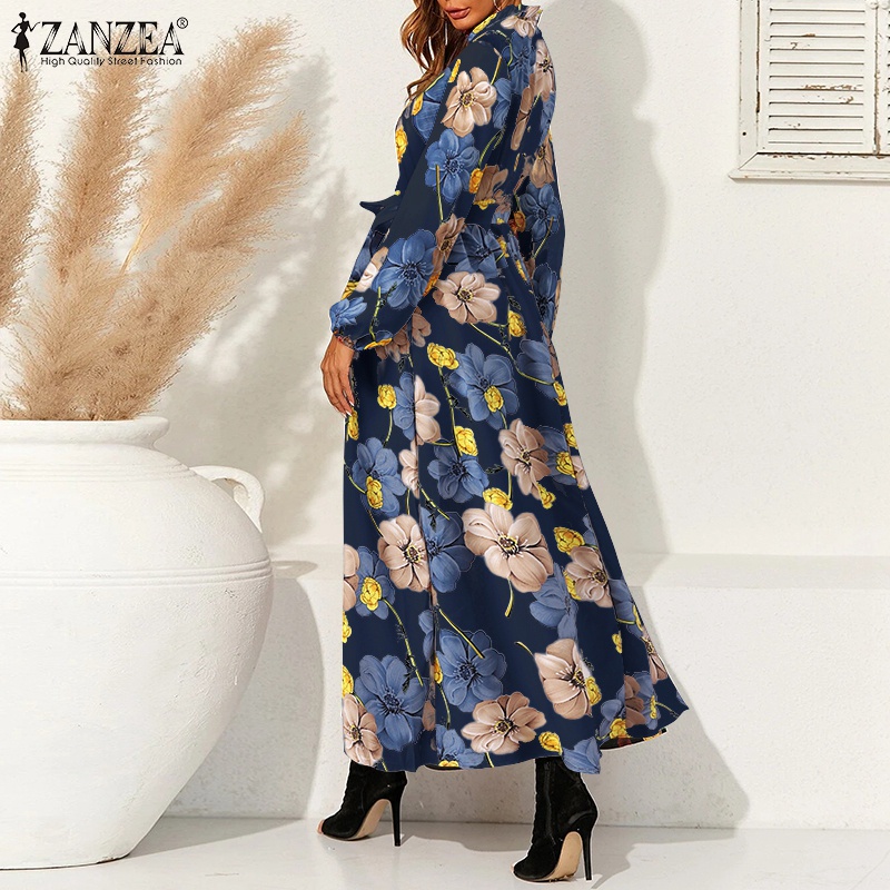 Đầm ZANZEA cho nữ tay dài in hoa phong cách châu Âu cổ điển