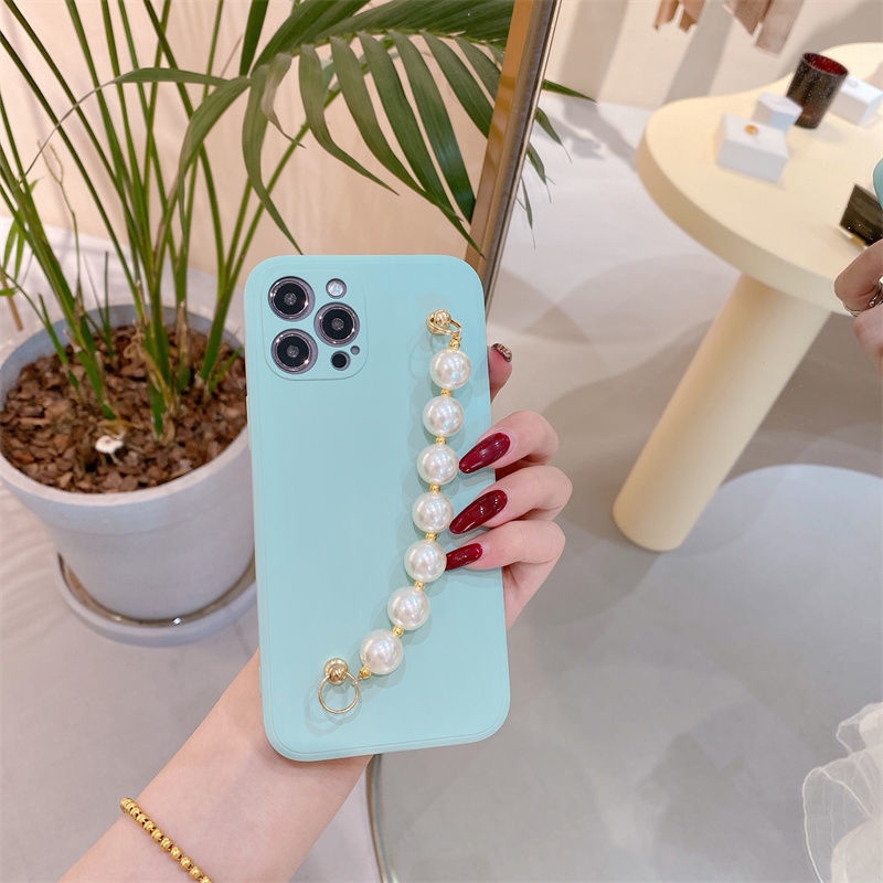 ốp iphone Đính Ngọc Trai Kèm Dây Đeo Tay Cho Ip6 6splus 7 7plus 8plus XR X XS 11 12 Pro max Plus Promax max-链019