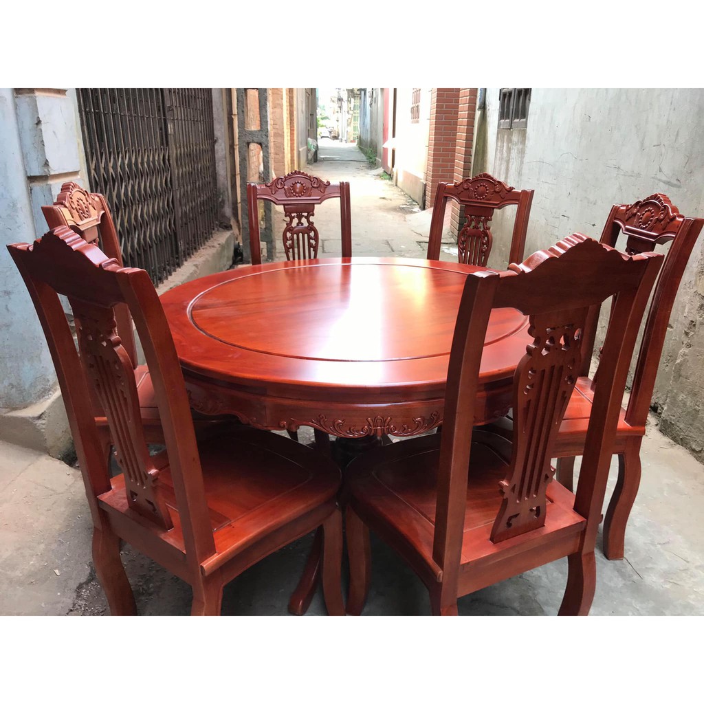 ​Bộ Bàn Ghế Phòng Ăn Kiểu Bàn tròn - gỗ xoan đào