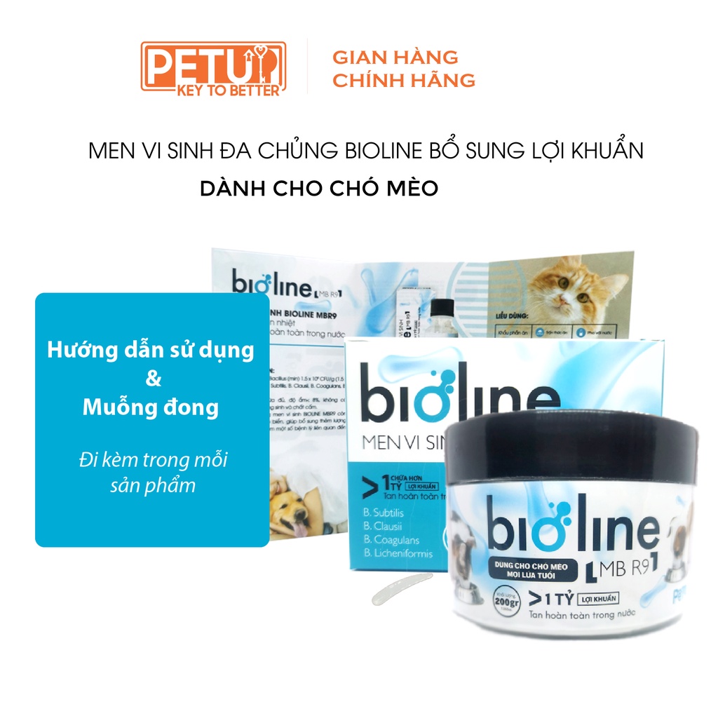Men vi sinh dành cho chó mèo PetUp Bioline Hộp 200G