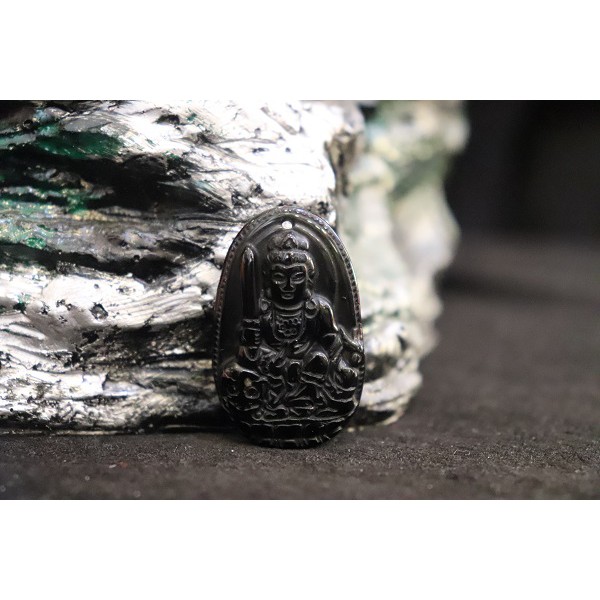 Phật Bản Mệnh (Tuổi Mão) - Văn Thù Bồ Tát Đá Núi Lửa Obsidian Đen