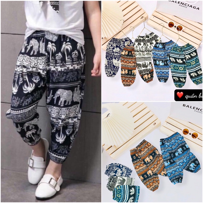 Quần Harem Lanh Bom Quần Alibaba Chống Muỗi Mặc Điều Hoà Cho Bé Mùa Hè Thu