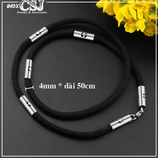 DÂY CHUYỀN DÙ ĐEN BỌC INOX HÌNH KIM TIỀN DN144