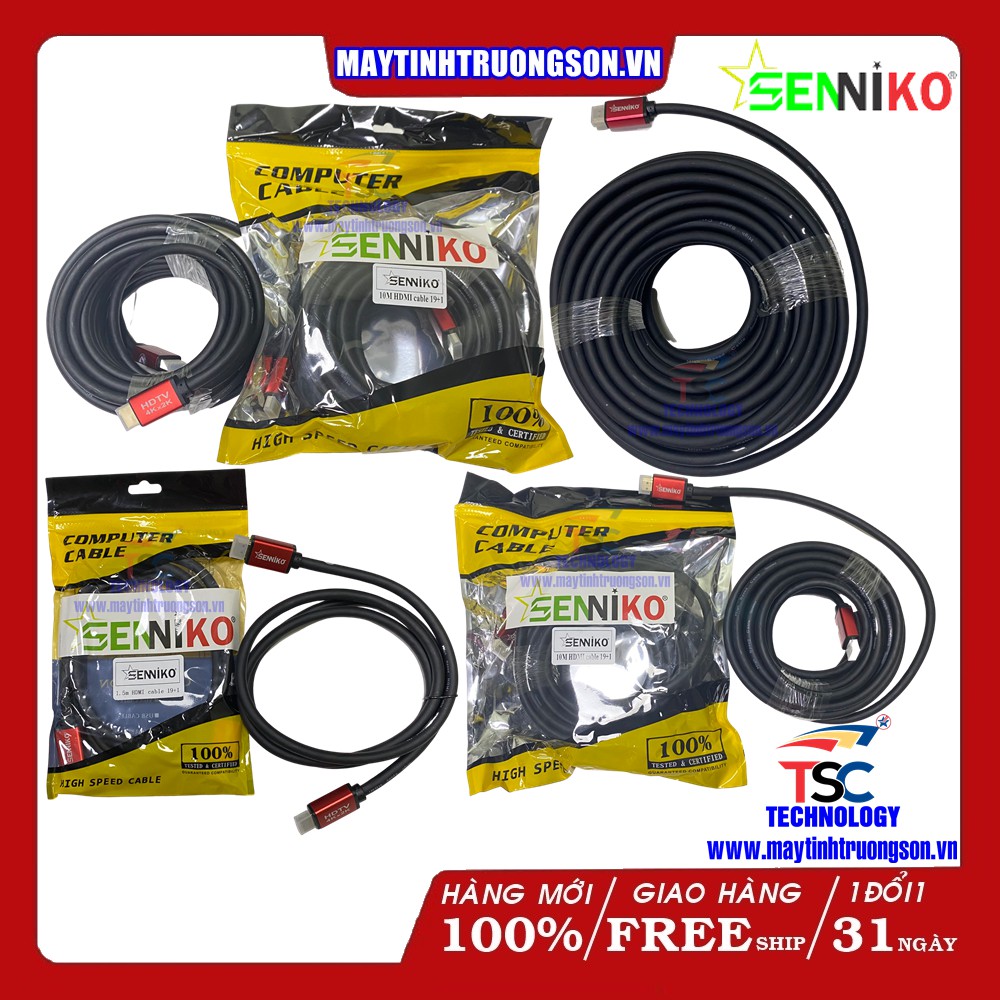 HDMI SENNIKO 20M 15M 10M 5M 3M 1,5M Truyền Tín Hiệu Hình Ảnh Hỗ Trợ 2K 4K | Dây Cao Cấp