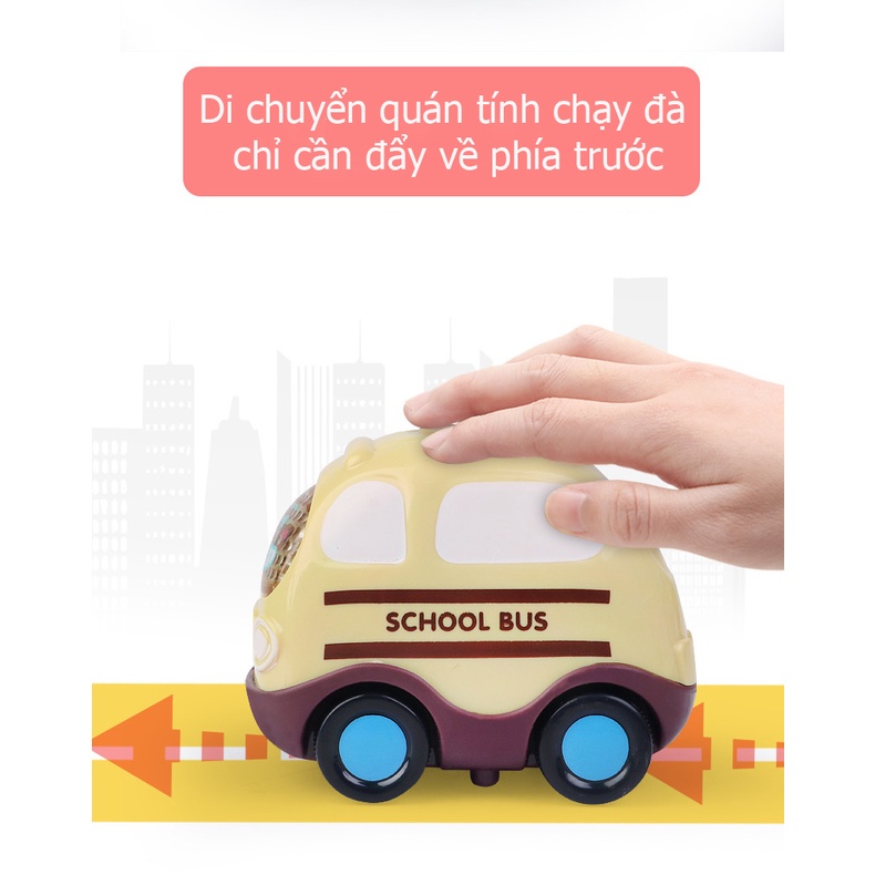 Bộ ô tô đồ chơi quán tính có nhạc, có đèn mô tả xe cứu hỏa, cứu thương, cảnh sát, taxi hấp dẫn cho bé, nhựa ABS an toàn