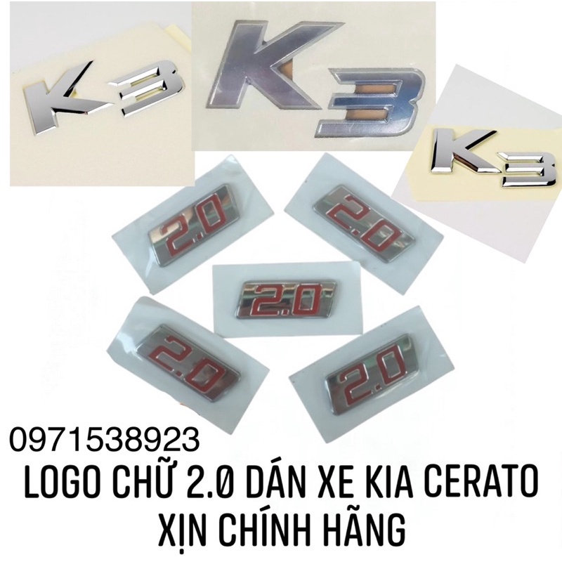 ﺴ♨logo tem K3 2.0 dán thân xe KIA CERATO hàng xịn chính hãng