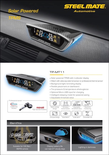 Cảm biến áp suất lốp Steelmate MT11 Chính hãng