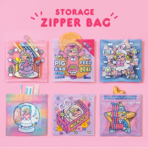 Túi zip in hình cute dễ thương Túi zip trong thực phẩm trang sức đồ chơi phụ kiện