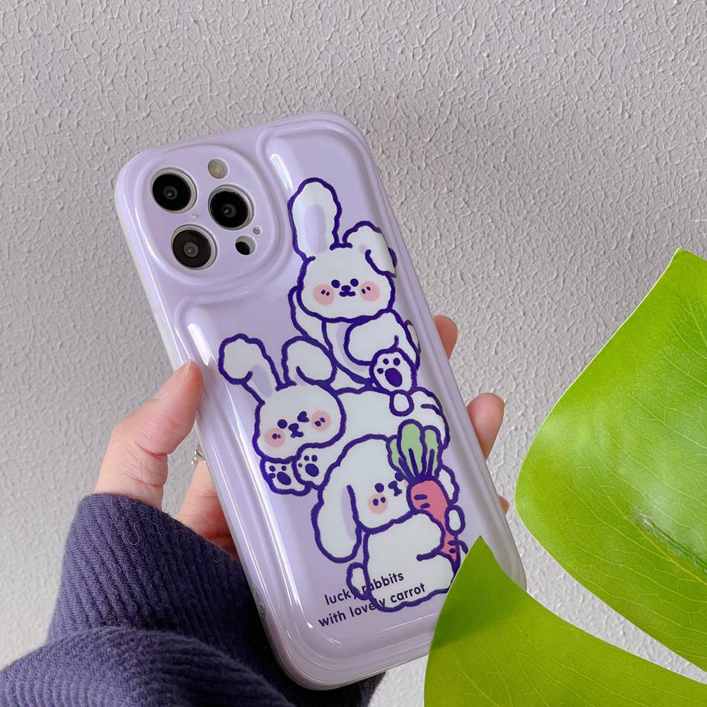 Ốp Điện Thoại TPU Dẻo Họa Tiết Thỏ Harvests Màu Tím Dễ Thương Chống Trầy/ Rơi Cho iPhone 11 13 12 Pro Max XR X