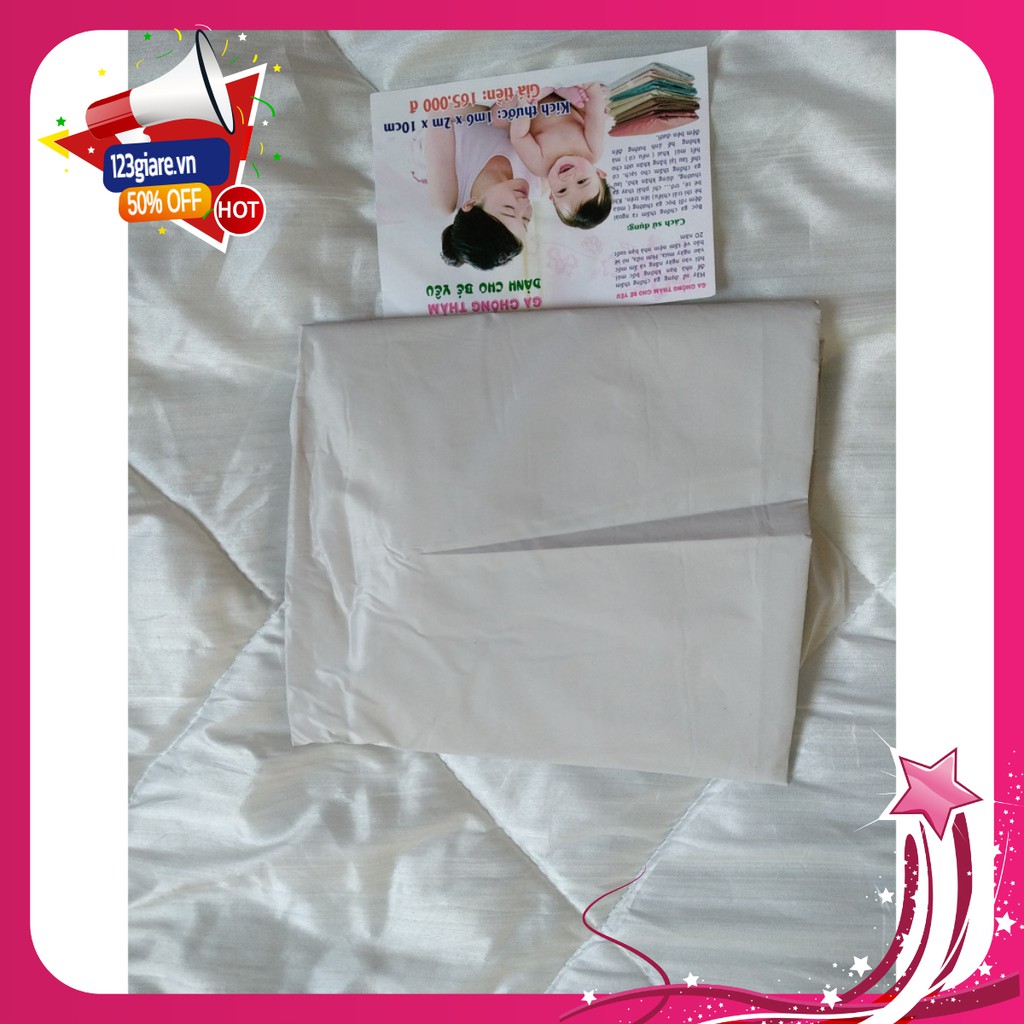 Free ship 99k Ga chống thấm màu trắng sữa HCM giường 1m6