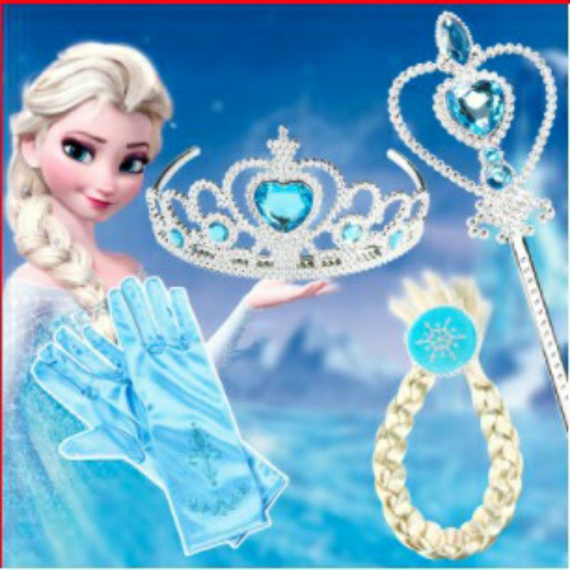 Bộ hóa trang phụ kiện công chúa nữ hoàng elsa anna băng giá cho bé gái
