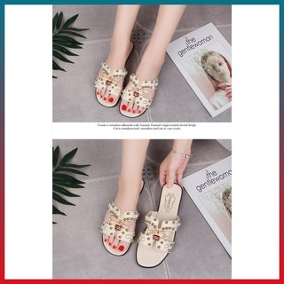 Dép nữ thiết kế đính hạt trai sang trọng 0190