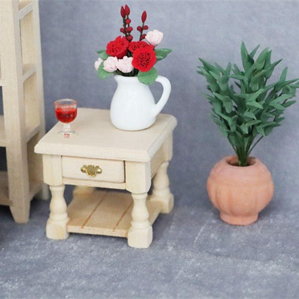 SUSANS Bàn Đầu Giường Bằng Gỗ 5.1 * 4.9 * 4.6cm Trang Trí Nhà Búp Bê