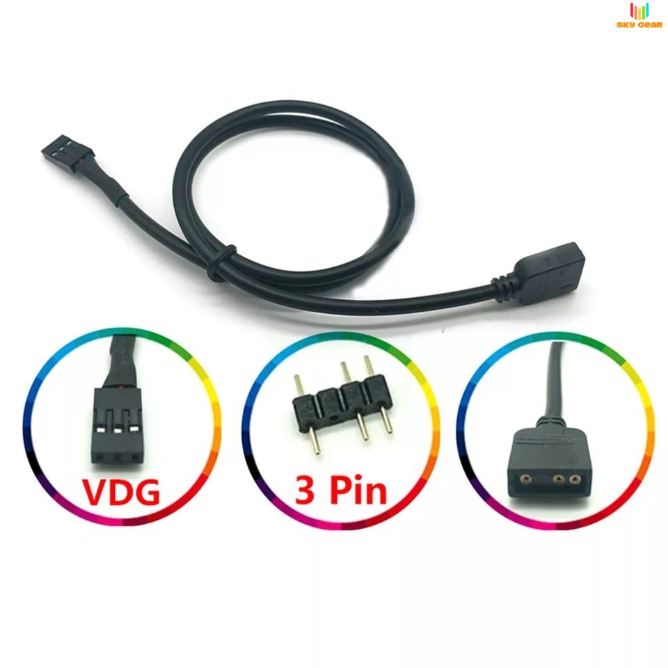 Dây chuyển cổng Led RGB 5V 3 pin Gigabyte VDG ra 4 pin khuyết VD-G 5V 3Pin ARGB