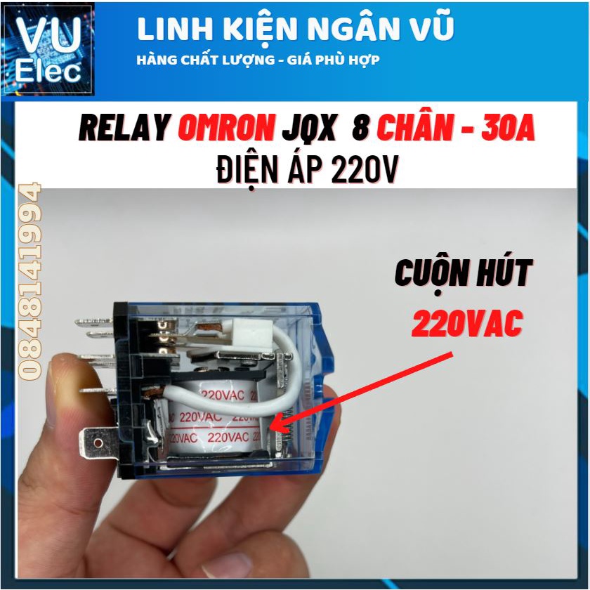 Relay OMRON JQX 12-24-220V 8 chân 30A