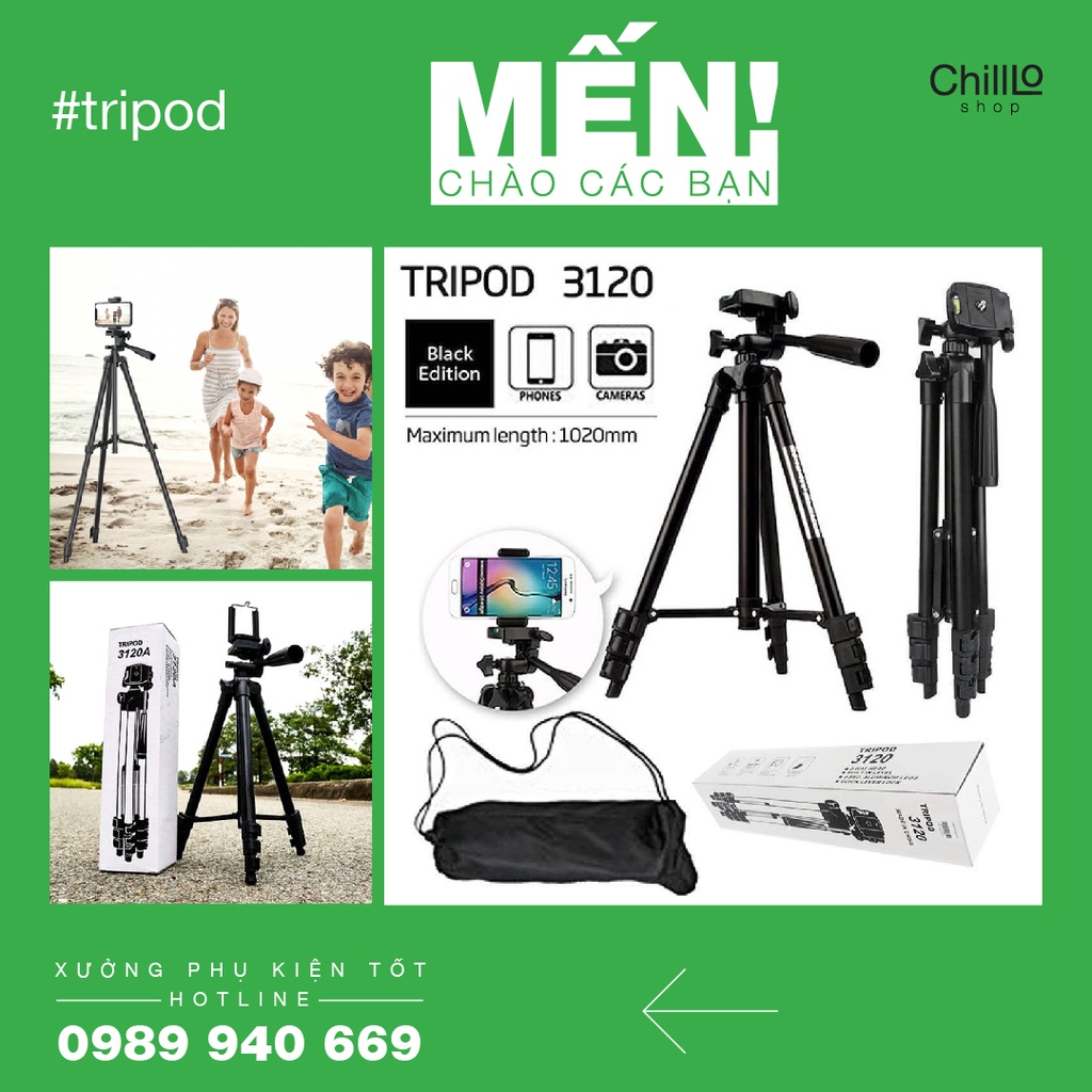 Gậy Chụp Hình 3 Chân Tripod 3120 Gậy LIVESTREAM - Giá Đỡ Chụp Hình Đa Năng Cho Máy Ảnh, Điện Thoại, Camera Hành Trình