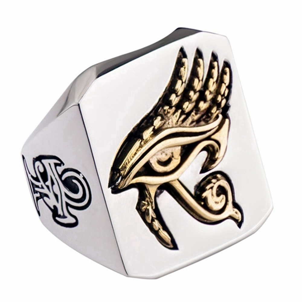 Golden Eye of Horus Fashion Men's Punk Ring Jewelry