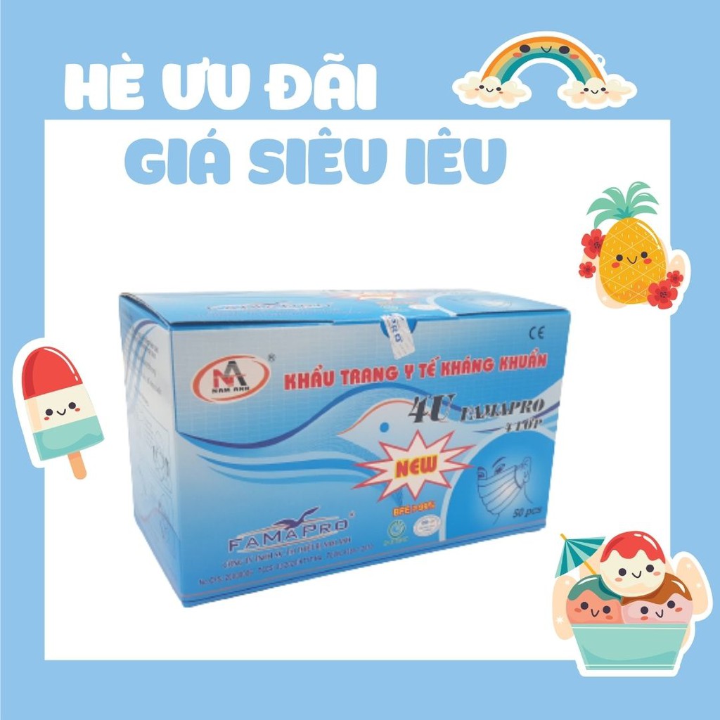 [Hàng cao cấp] Khẩu trang y tế Famapro 4U 4 lớp kháng khuẩn chống bụi 99%-50 cái/ hộp thuộc công ty Nam Anh | BigBuy360 - bigbuy360.vn