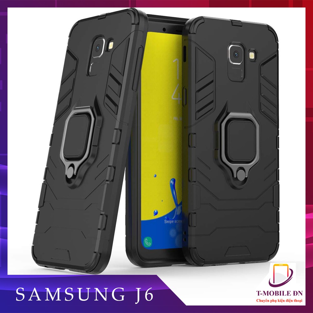 Ốp lưng Samsung J6 2018, Ốp iron man chống sốc kèm nhẫn iring chống xem video cho Samsung J6 2018