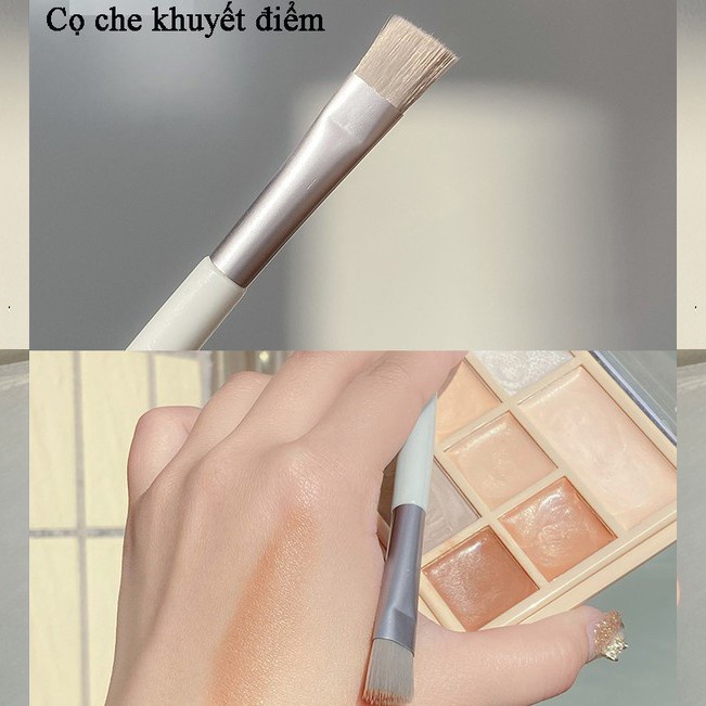 Set 8 cọ đánh phấn trang điểm kèm túi khóa kéo phong cách vintage