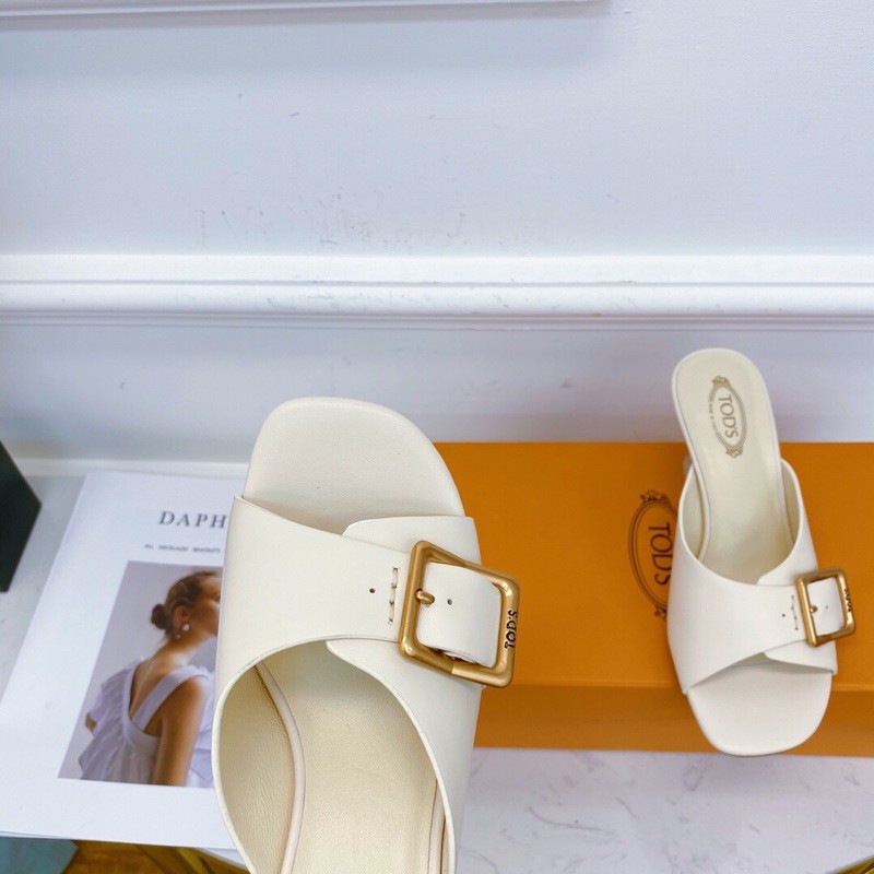 Giày cao gót thời trang nữ TOD’s thiết kế đơn giản, gót trắng trong suốt, chiều cao gót 4.5cm