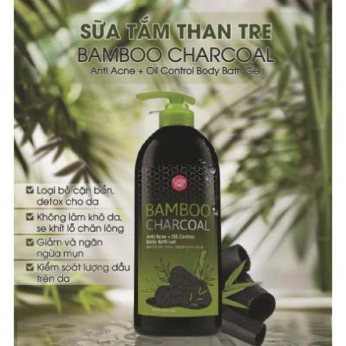 Sữa Tắm Than Tre Cathy Doll Bamboo Charcoal Anti Acne + Oil Control Body Bath Gel Thái Lan - 500ml