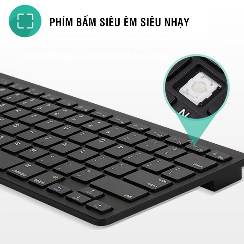 Bàn phím bluetooth dùng được cho Laptop điện thoại kiểu dáng mỏng nhẹ sang trọng mang đi tiện dụng