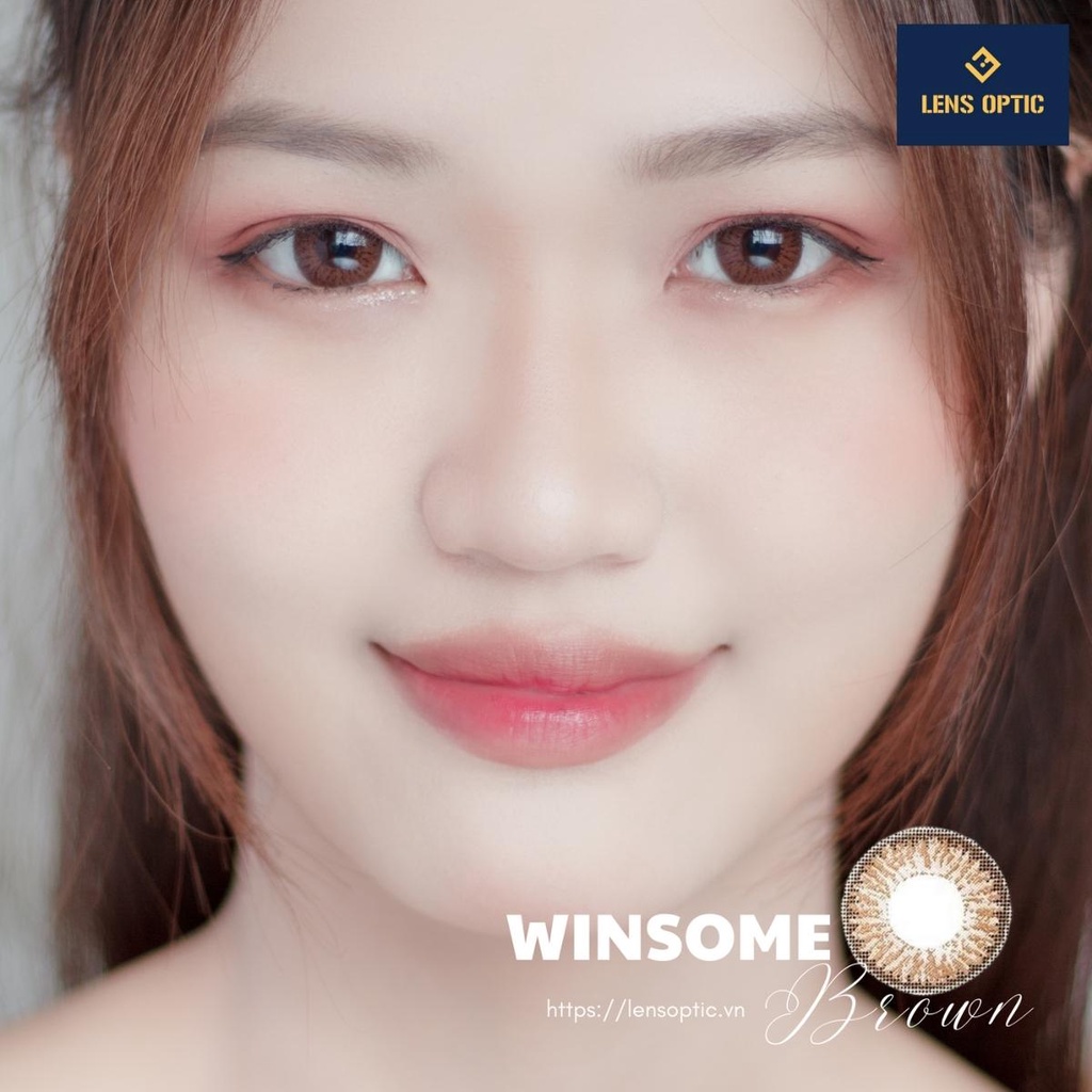 Kính áp tròng Freshkon Alluring 3 tháng màu Winsome Brown, lens mắt màu nâu có độ cận- Lens Optic