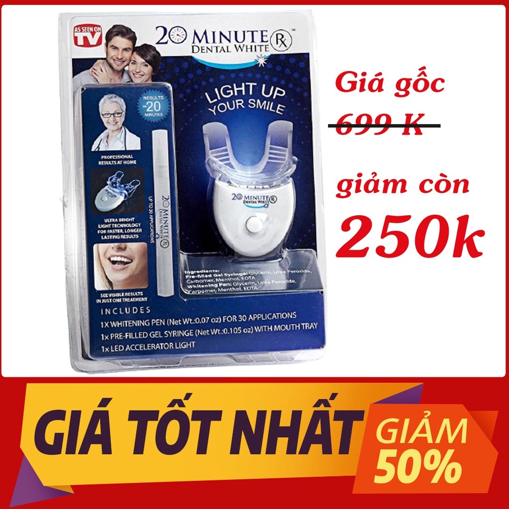 Full Combo + Quà🎁 +⚡25%] Bộ kit tẩy trắng răng tại nhà 20 minute - Made in USA