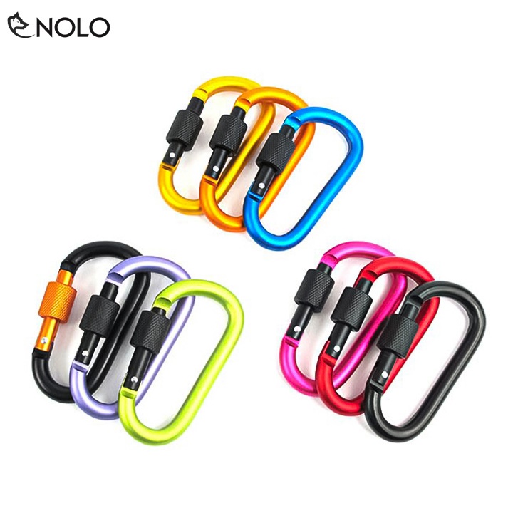 Combo 3 Móc Chìa Khóa Carabiner Chữ D Màu Ngẫu Nhiên Chất Liệu Hợp Kim Kẽm Chịu Lực Tốt