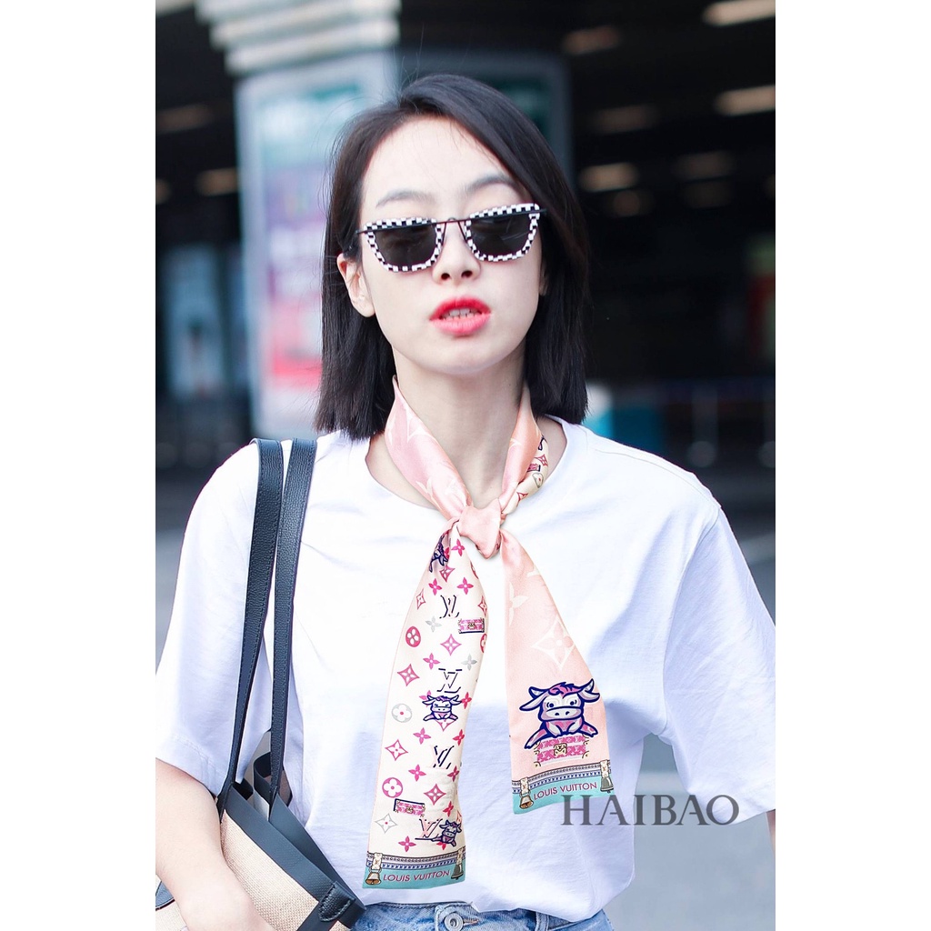 Khăn Quàng Cổ / Túi Xách Bằng Lụa Họa Tiết Bò Sữa / Chữ Thời Trang 2022 Cho Nữ