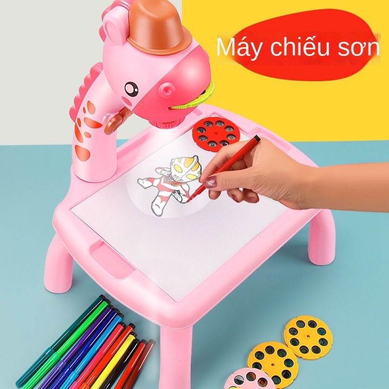△⊙◎Máy chiếu trẻ em bảng vẽ graffiti bảng vẽ đồ chơi sơn màu có thể xóa trẻ em 3 hộ gia đình 6 bảng đen đa chức năng