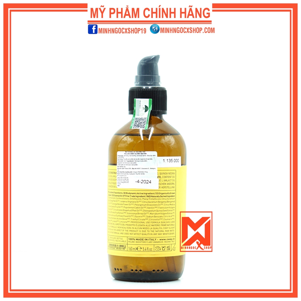 Tinh dầu phục hồi tái tạo tóc ROLLAND OWAY GLOSSY NECTAR 160ml chính hãng