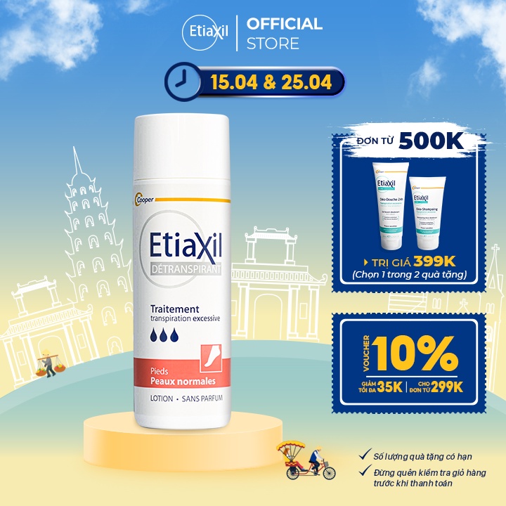 Lotion Etiaxil khử mùi và ngăn mồ hôi chân dành cho da thường 100ml