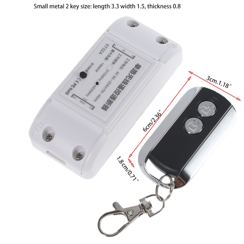 Bộ Thu Phát Tín Hiệu Điều Khiển Từ Xa 2 Nút AC85V-250V 433Mhz