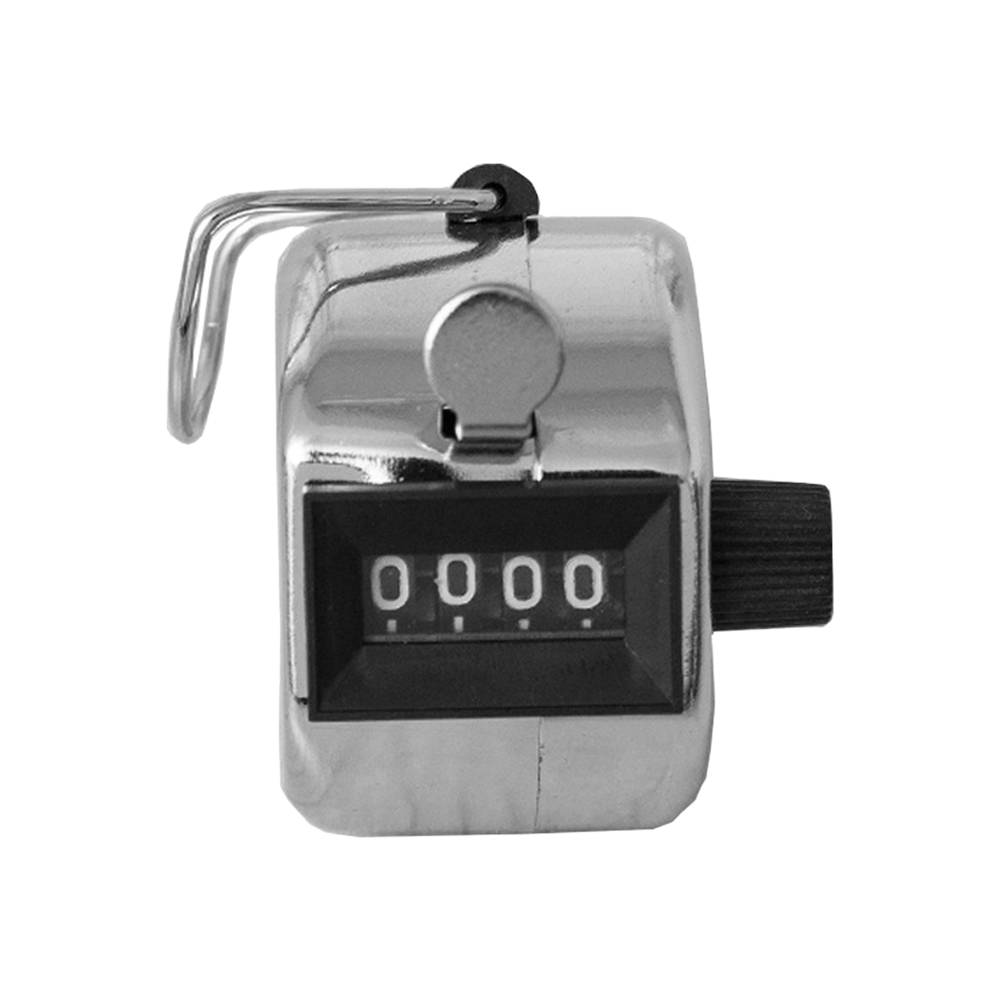 4 Digit Number Mini Hand Tally Metal Counter Silvery White Digital Golf Clicker Manual Training Counting for Buddha Kids Office LQZ