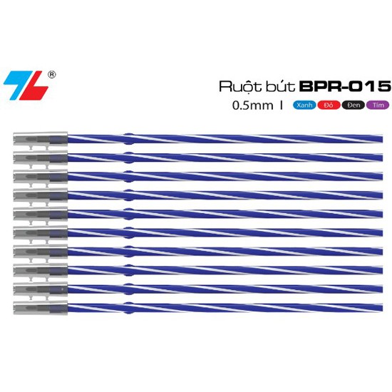 Ruột bút bi Thiên Long TL027 ngòi 0.5mm (vỉ 10 chiếc)- Xanh, Đen