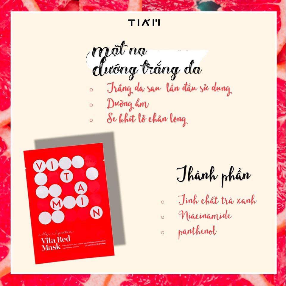 MẶT NẠ Dưỡng Trắng Da Vitamin C TIAM My Signature Vita Red Mask 23ml