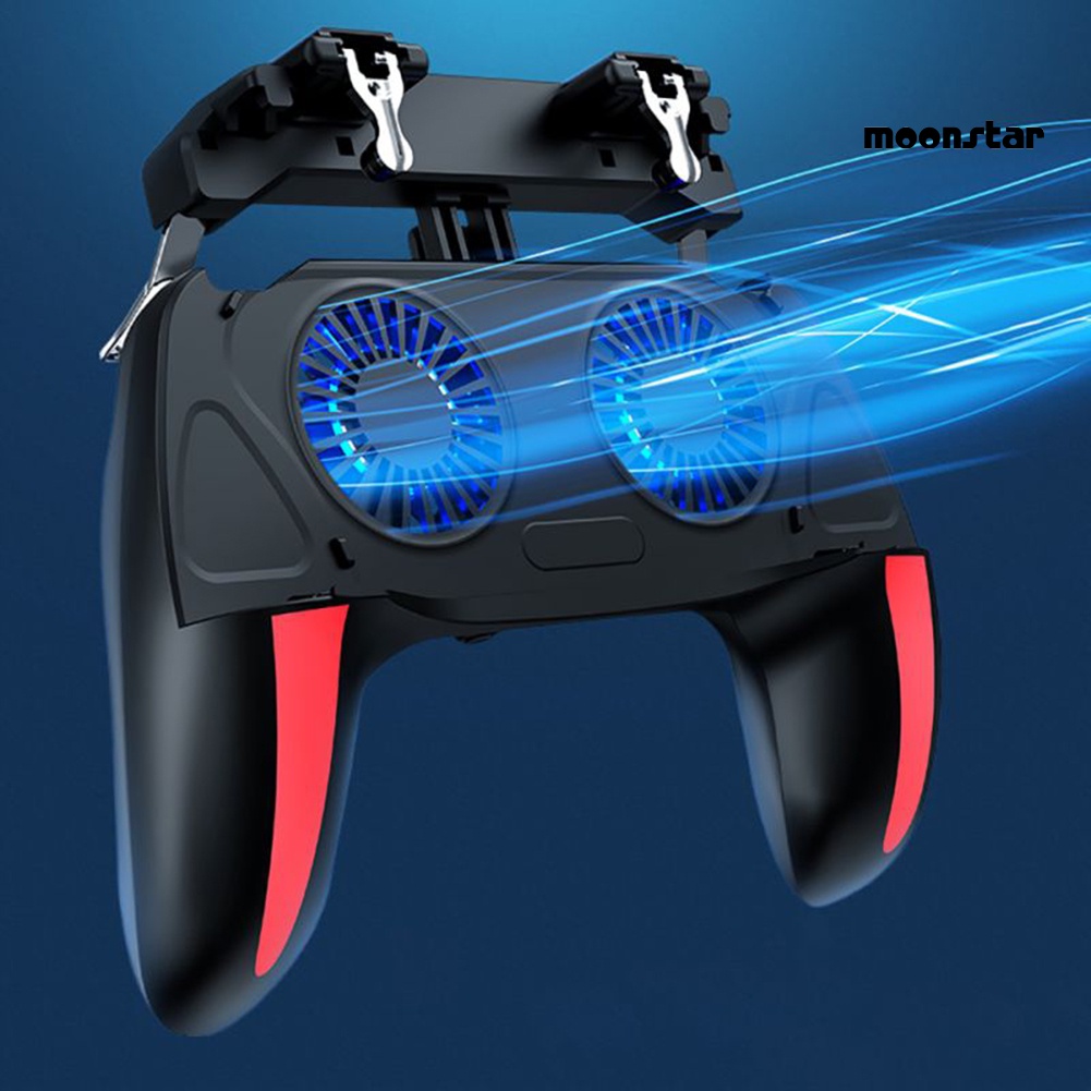 MNmoonstar H10 4-Finger Dual Cooling Fan Wired Game Controller Joystick Gamepad for Phone