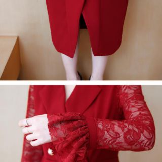 ĐẦM ÔM CỔ VEST TAY LOE PHỐI NÚT