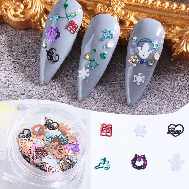 Hộp Sequin Trang Trí Móng Nghệ Thuật Chủ Đề Giáng Sinh