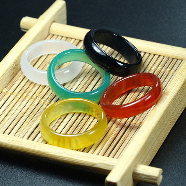 Nhẫn Mã Não Tự Nhiên Màu Xanh Ngọc Bích Cho Nam Và Nữ