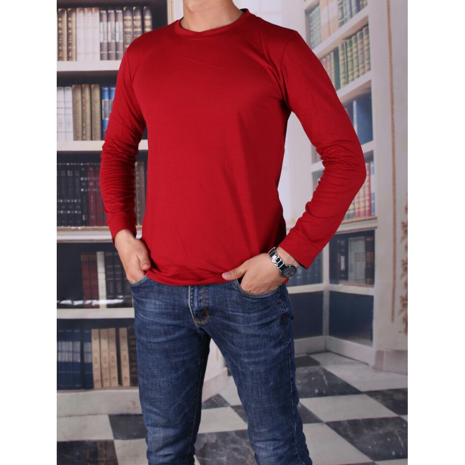 Áo thun dài tay nam màu ghi tối chất thun cotton cao cấp dáng hơi ôm nhẹ giành cho nam | BigBuy360 - bigbuy360.vn