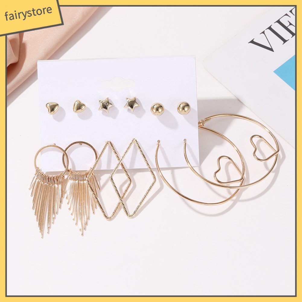 Bộ 6 Đôi Hoa Tai Đính Ngọc Trai Nhân Tạo Thời Trang Cho Nữ