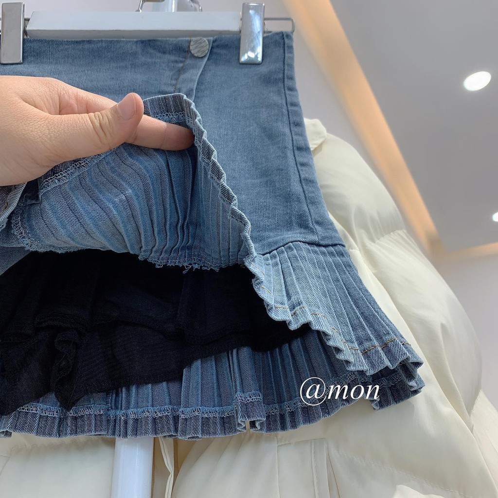 2101443 Chân váy jeans nữ ulzzang có giãn chất jeans mềm body tôn dáng thời trang basic | BigBuy360 - bigbuy360.vn