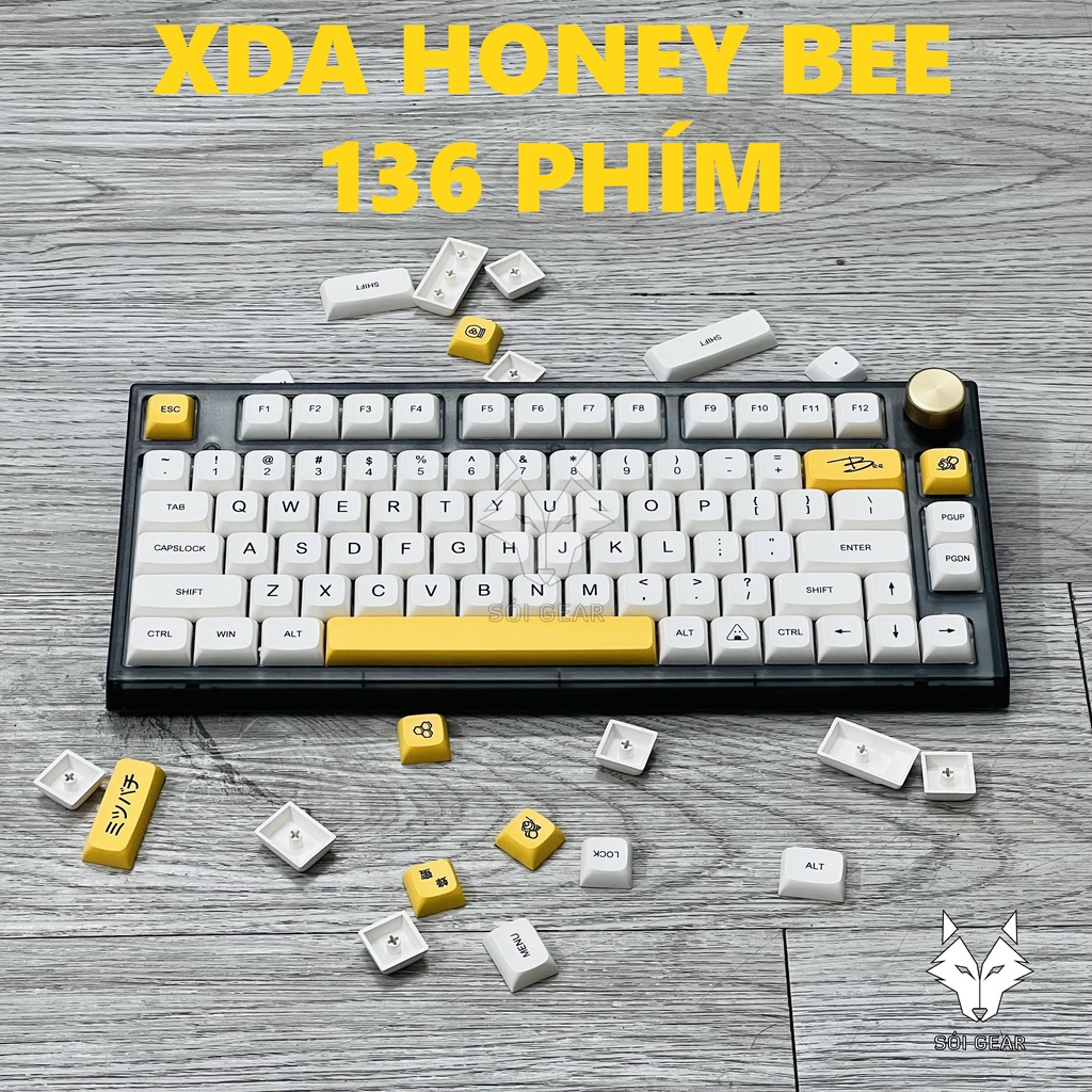 Bộ keycap bàn phím cơ XDA Honey Bee - 136 nút phù hợp cho fullsize, TKL, NJ68, RK G68, NJ80