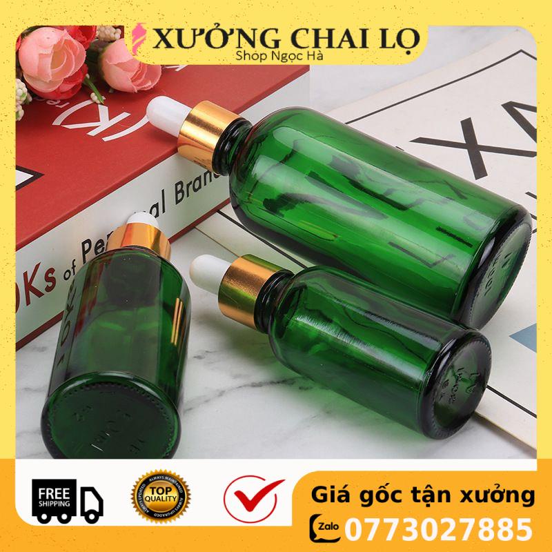 Lọ Chiết Serum ❤ GIÁ RẺ NHẤT ❤ [100ml] Lọ đựng tinh dầu Xanh lá chiết serum Khoen Vàng, Đen, Bạc chiết serum.