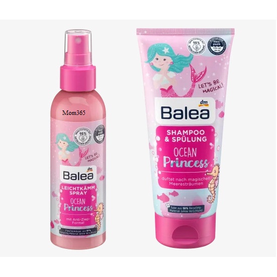 Dầu gội xả, xịt dưỡng tóc Balea 2in1 Little Princess, Ocean Princess cho bé gái 200ML